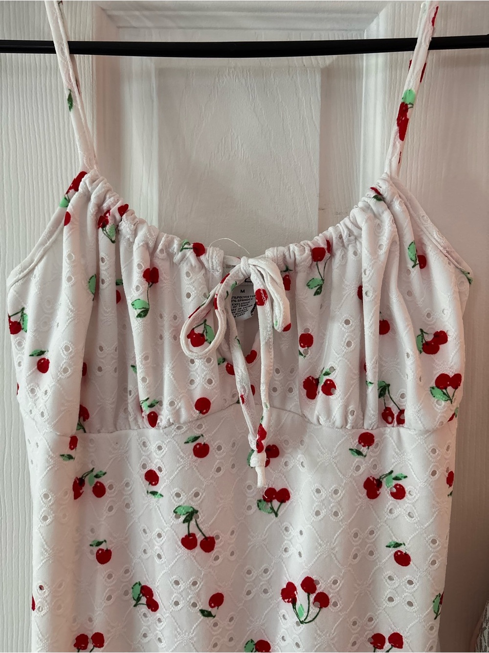 Rue21 White Eyelet Dress with Red Cherry Print
